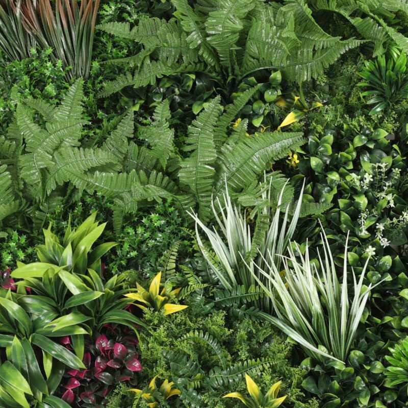 Parete verde artificiale premium giardino botanico interno ed esterno 100x100 cm
