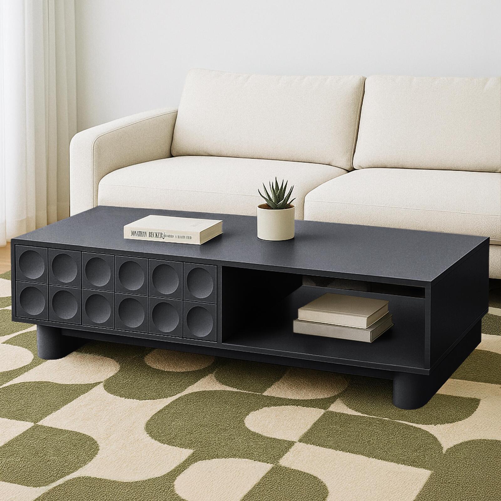 Tavolino da salotto in melaminico rettangolare 120x60x38,5 cm