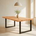 Tavolo rettangolare in rovere FSC® con bordi irregolari e gambe a U