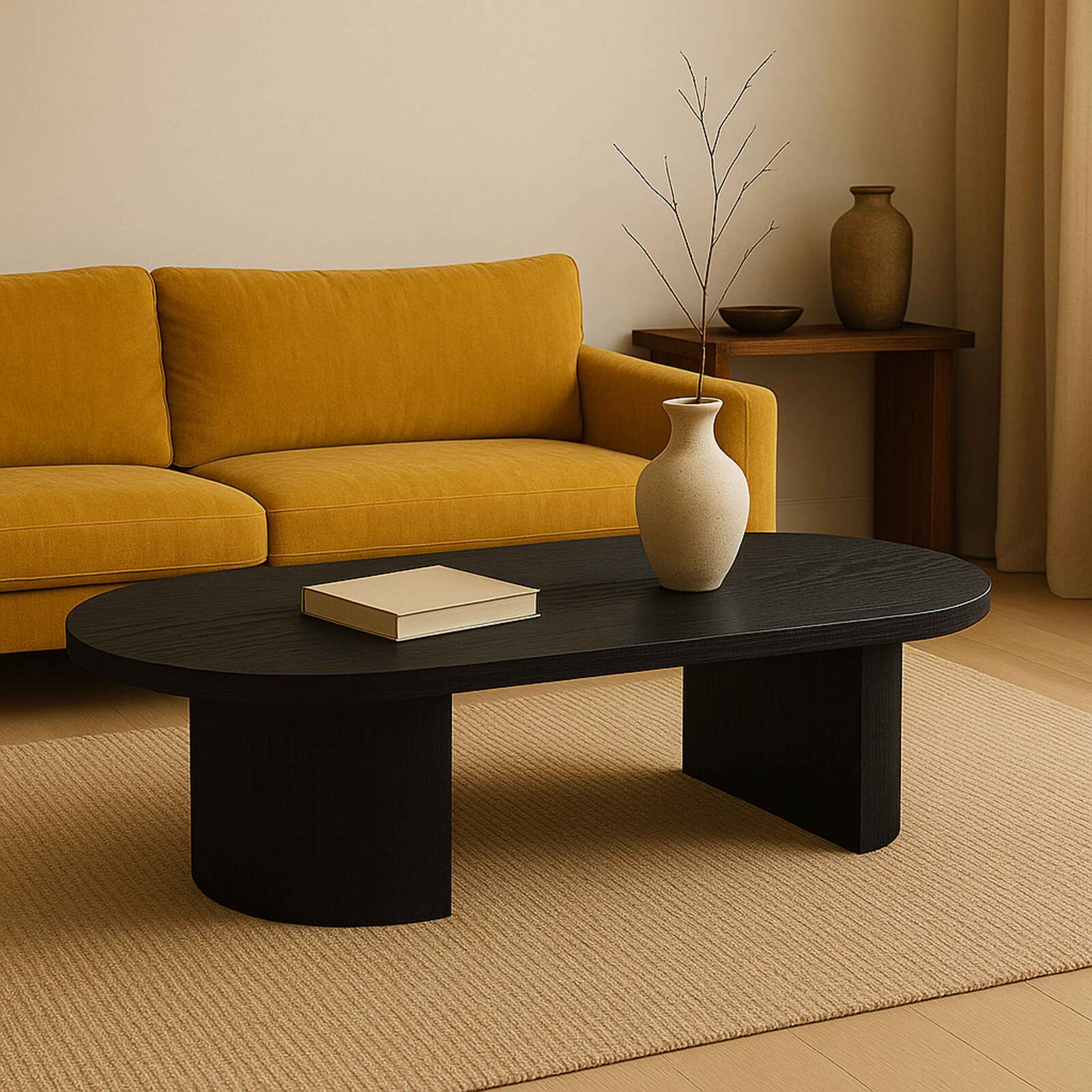 Tavolino de salotto effetto legno ovale 120x70x35 cm Tavolino de salotto effetto legno ovale 120x70x35 cm