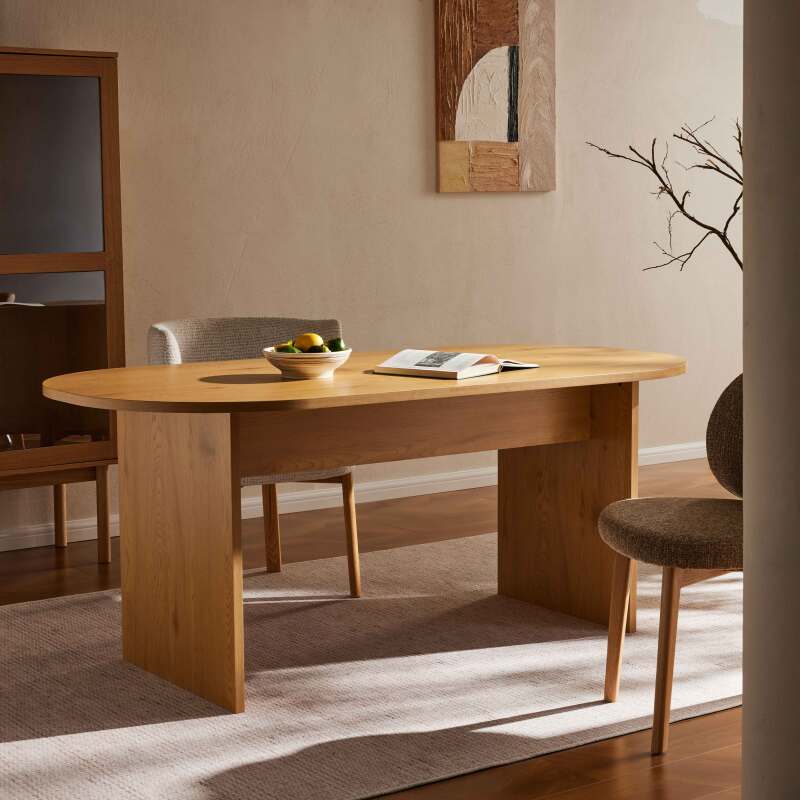 Tavolo da pranzo con pannelli di particelle e piano in MDF con decoro in melaminico FSC® per 8 persone