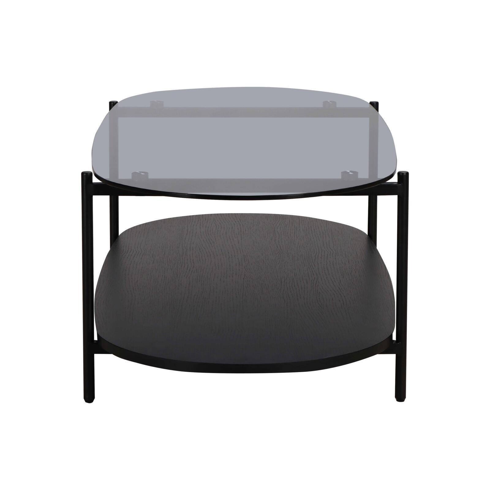 Tavolino da salotto in vetro e effetto legno ovale  120 x 55 x 40 cm