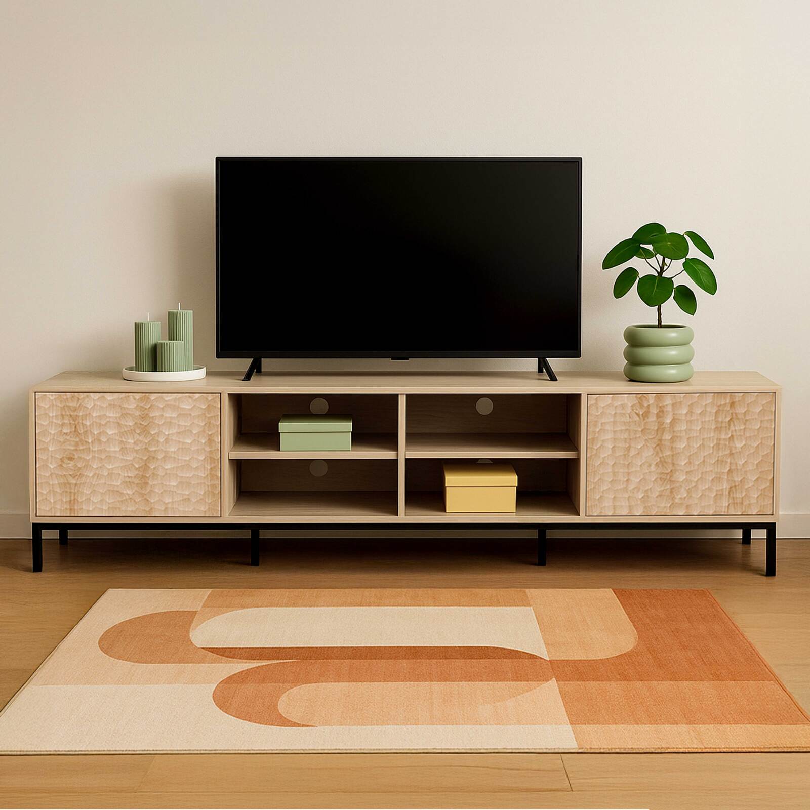 Mobile TV 200 cm effetto legno scandinavo