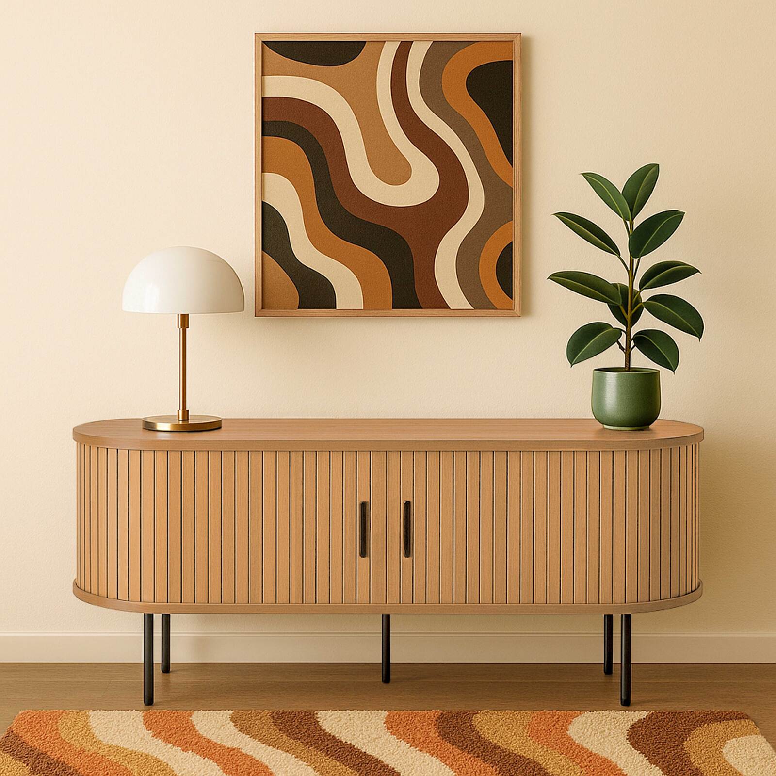 Mobile TV in MDF con melaminico e decoro acciaio 120 cm