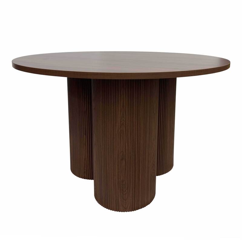 Tavolo da pranzo rotondo effetto legno per 4 persone