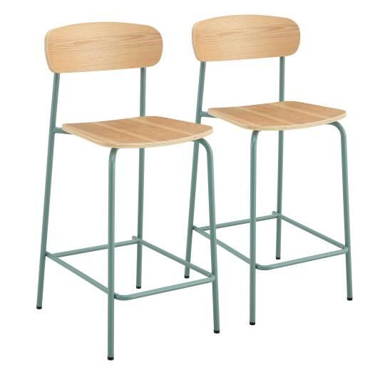Sedie alta in legno e metallo - Set di 2 | Oviala