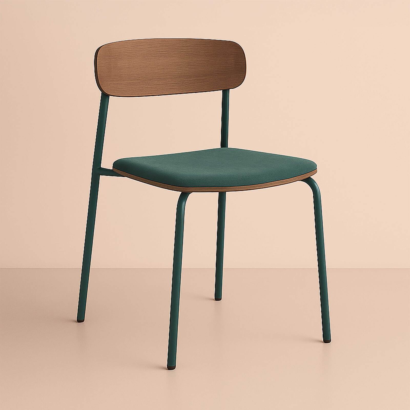 Set di 2 sedie in metallo, legno e tessuto