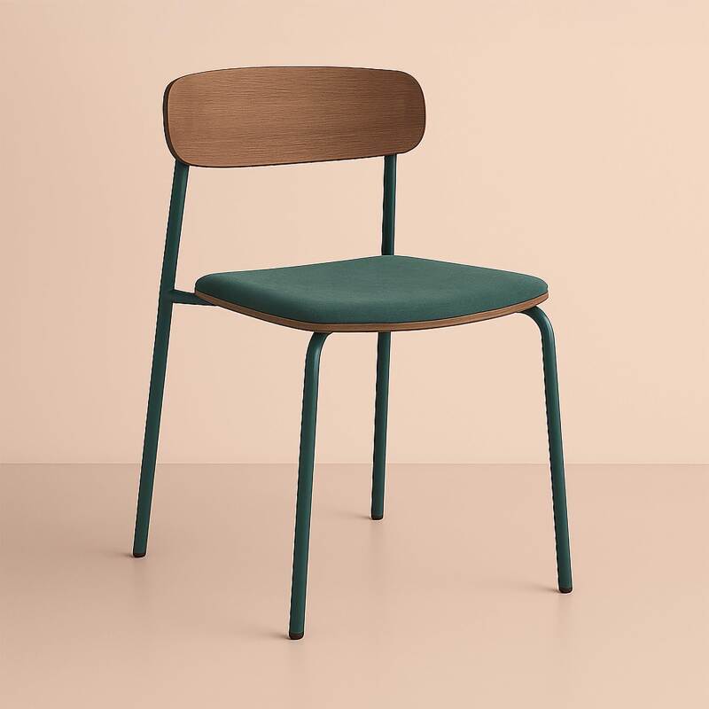 Set di 2 sedie in metallo, legno e tessuto