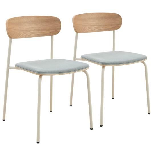 Sedie in legno, metallo e tessuto - Set di 2 | Oviala