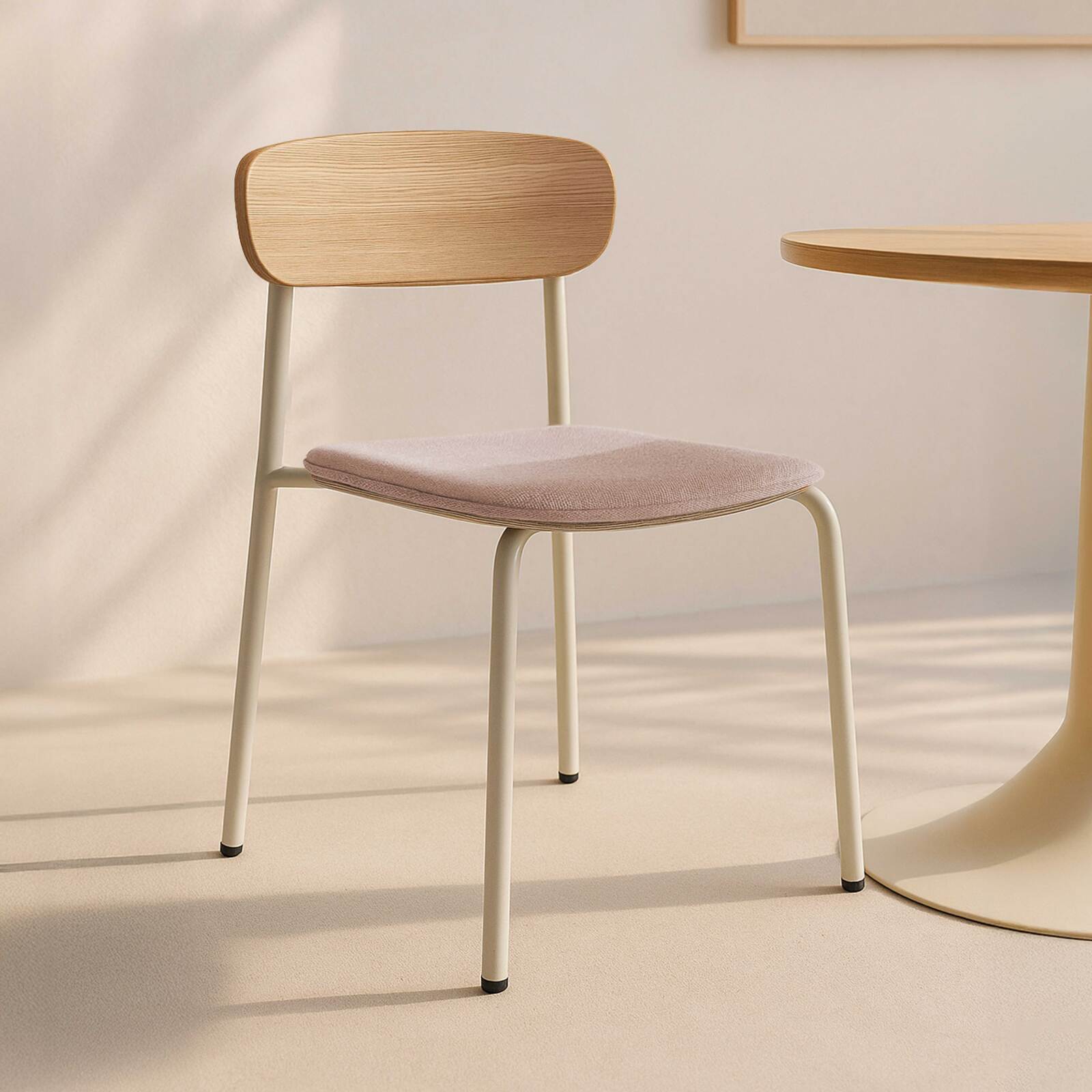 Set di 2 sedie in metallo, legno e tessuto