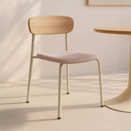 Set di 2 sedie in metallo, legno e tessuto