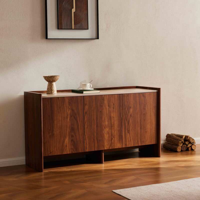 Buffet effetto legno con 3 ante, 140 cm