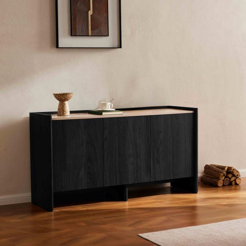 Buffet effetto legno con 3 ante, 140 cm