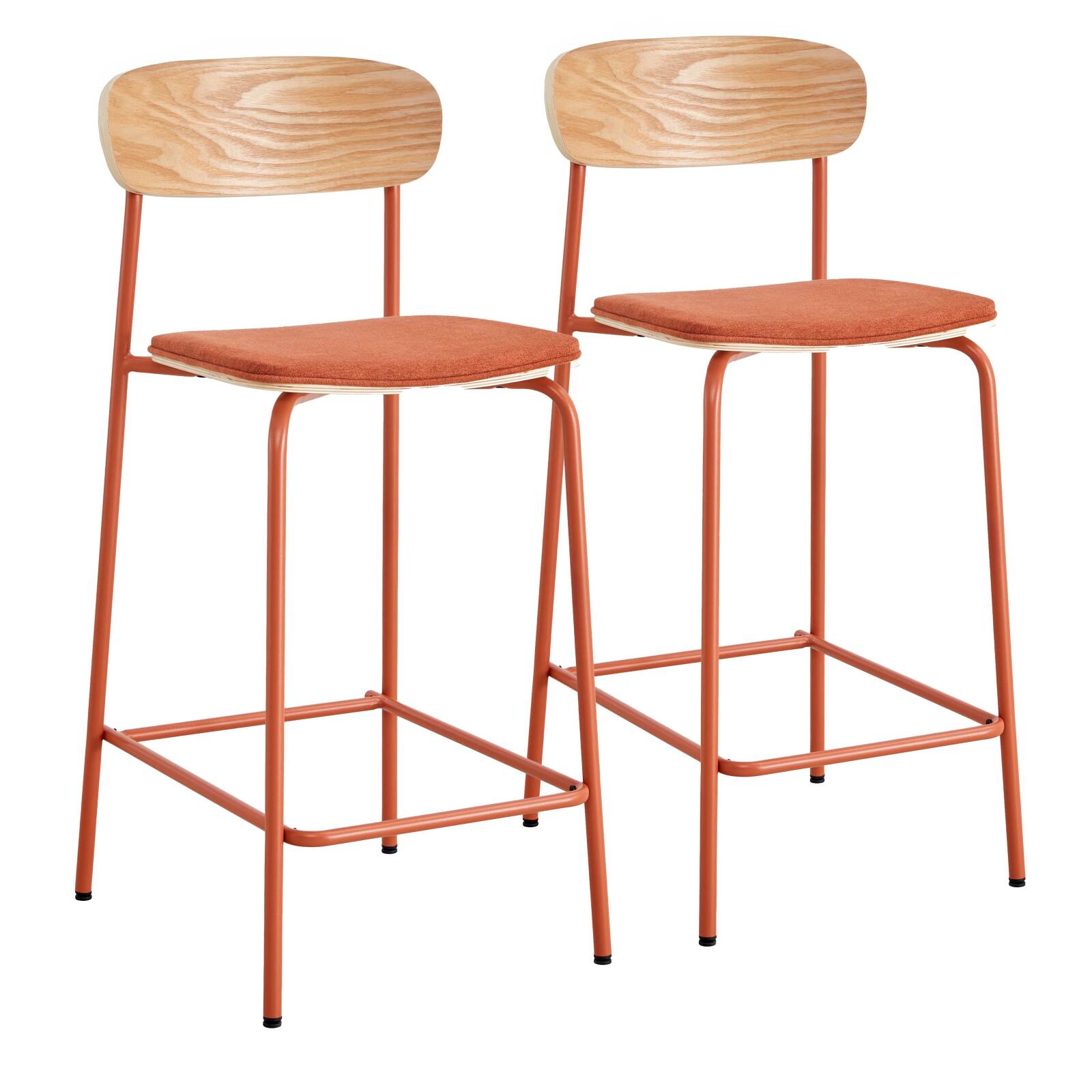 Set di 2 seggioloni in metallo, legno e tessuto