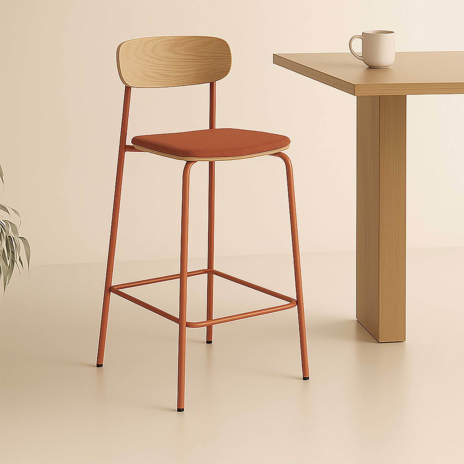 Set di 2 seggioloni in metallo, legno e tessuto