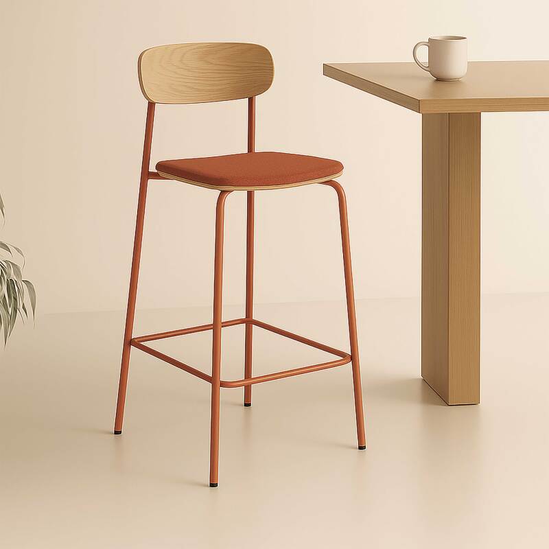 Set di 2 seggioloni in metallo, legno e tessuto