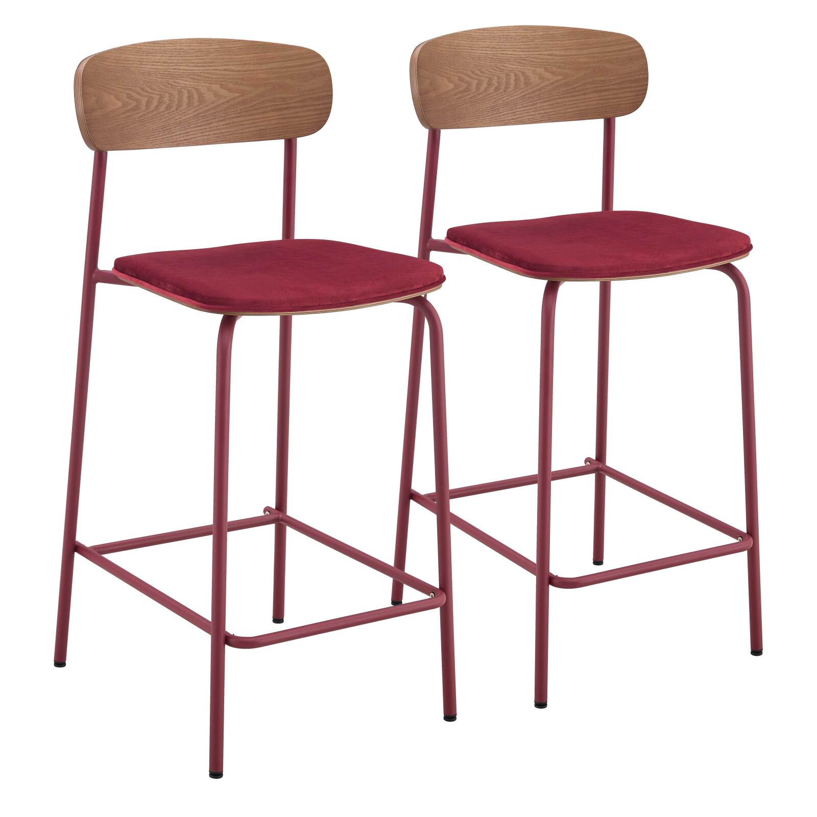 Set di 2 seggioloni in metallo, legno e tessuto