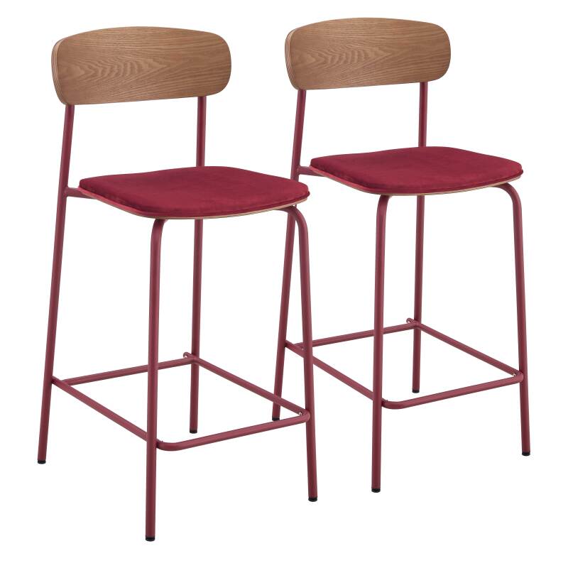 Set di 2 seggioloni in metallo, legno e tessuto