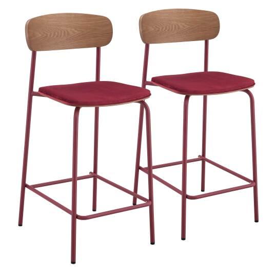 Set di 2 seggioloni in metallo, legno e tessuto