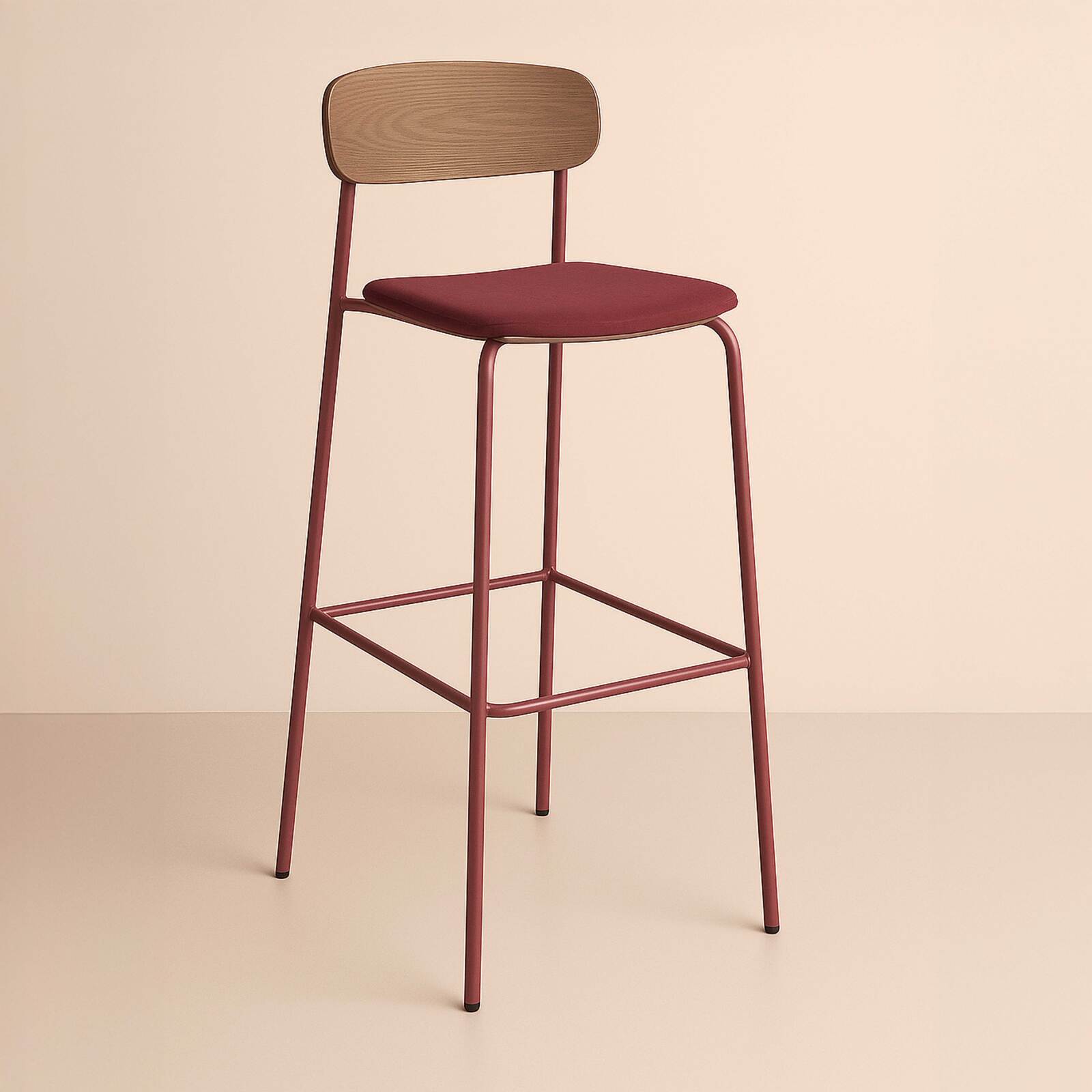 Set di 2 seggioloni in metallo, legno e tessuto