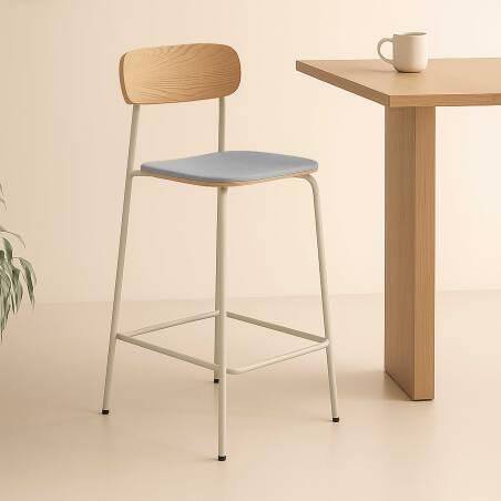 Set di 2 seggioloni in metallo, legno e tessuto