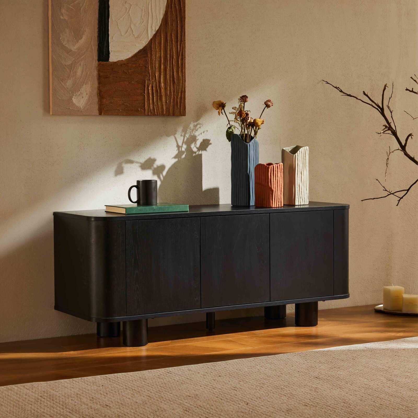 Mobile TV effetto legno 120 cm stile scandinavo