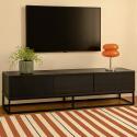 Mobile TV nero 180 cm effetto legno moderno