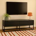 Mobile TV nero 140 cm effetto legno moderno
