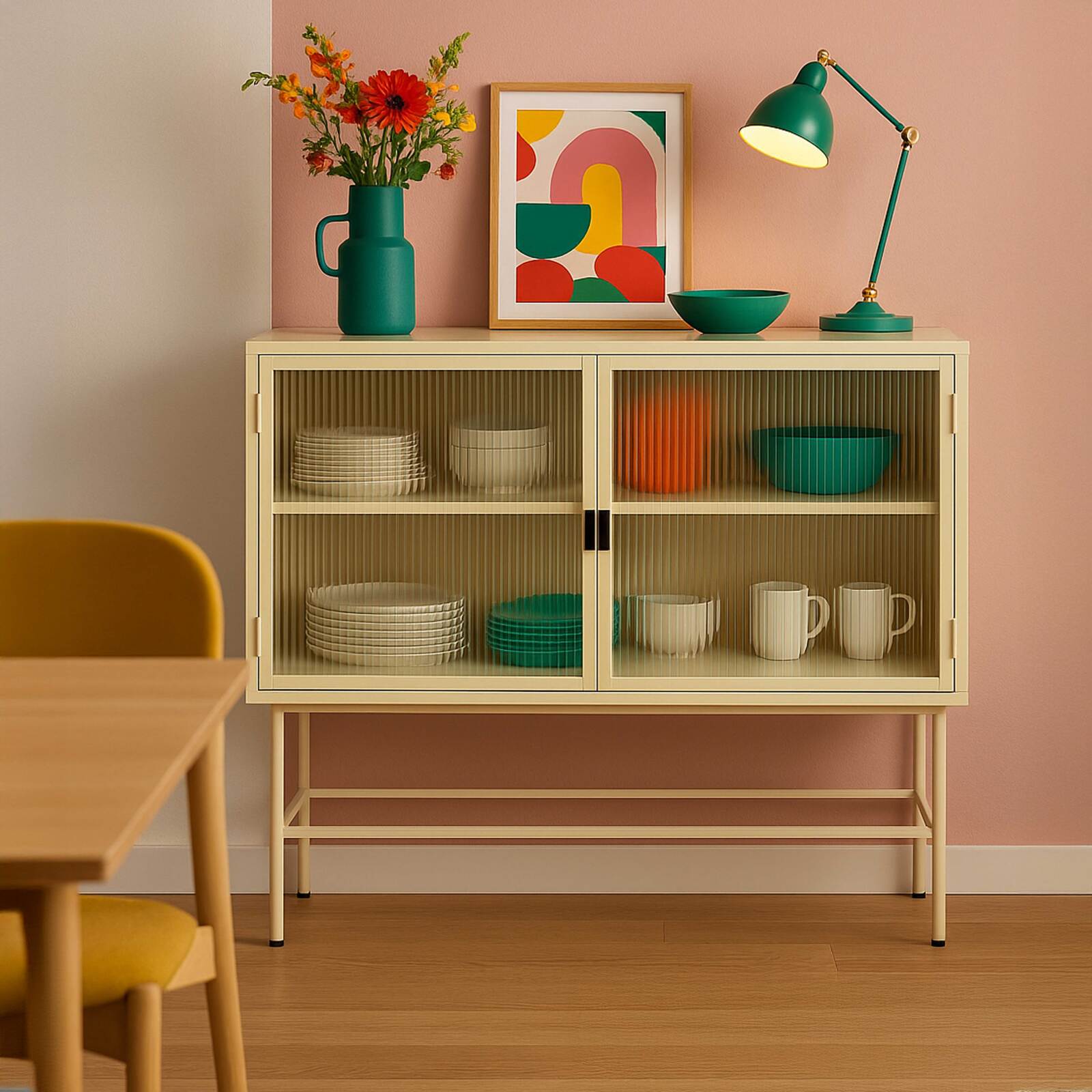 Buffet in metallo e vetro 2 ante 110 cm