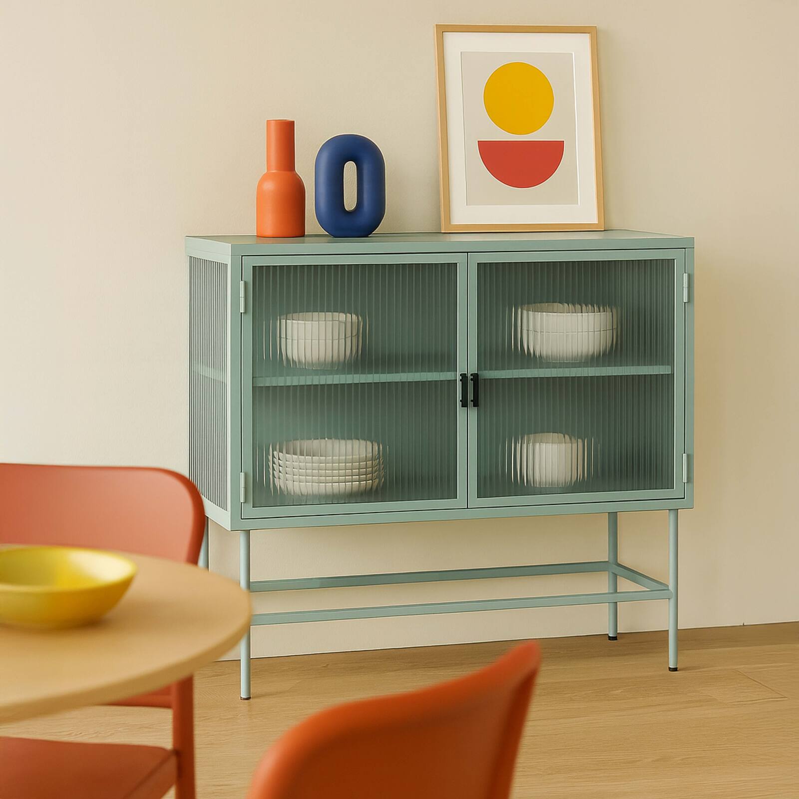 Buffet in metallo e vetro 2 ante 110 cm