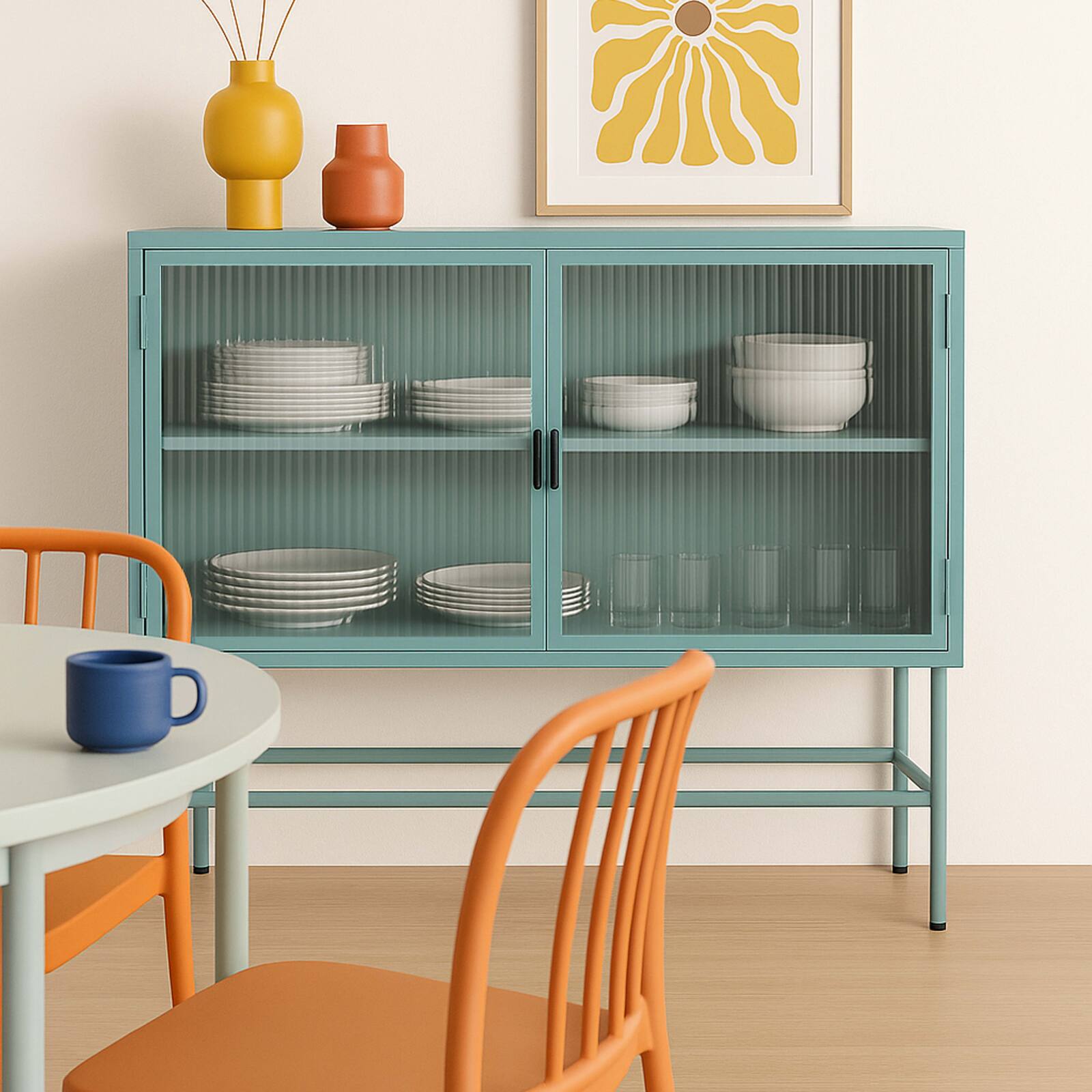 Buffet in metallo e vetro 2 ante 110 cm