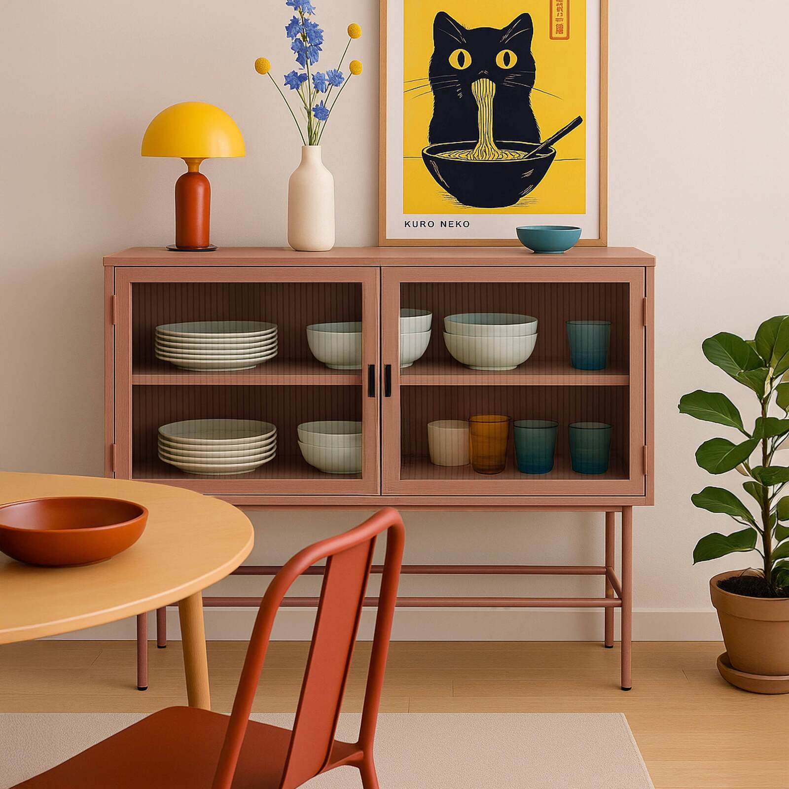 Buffet in metallo e vetro 2 ante 110 cm