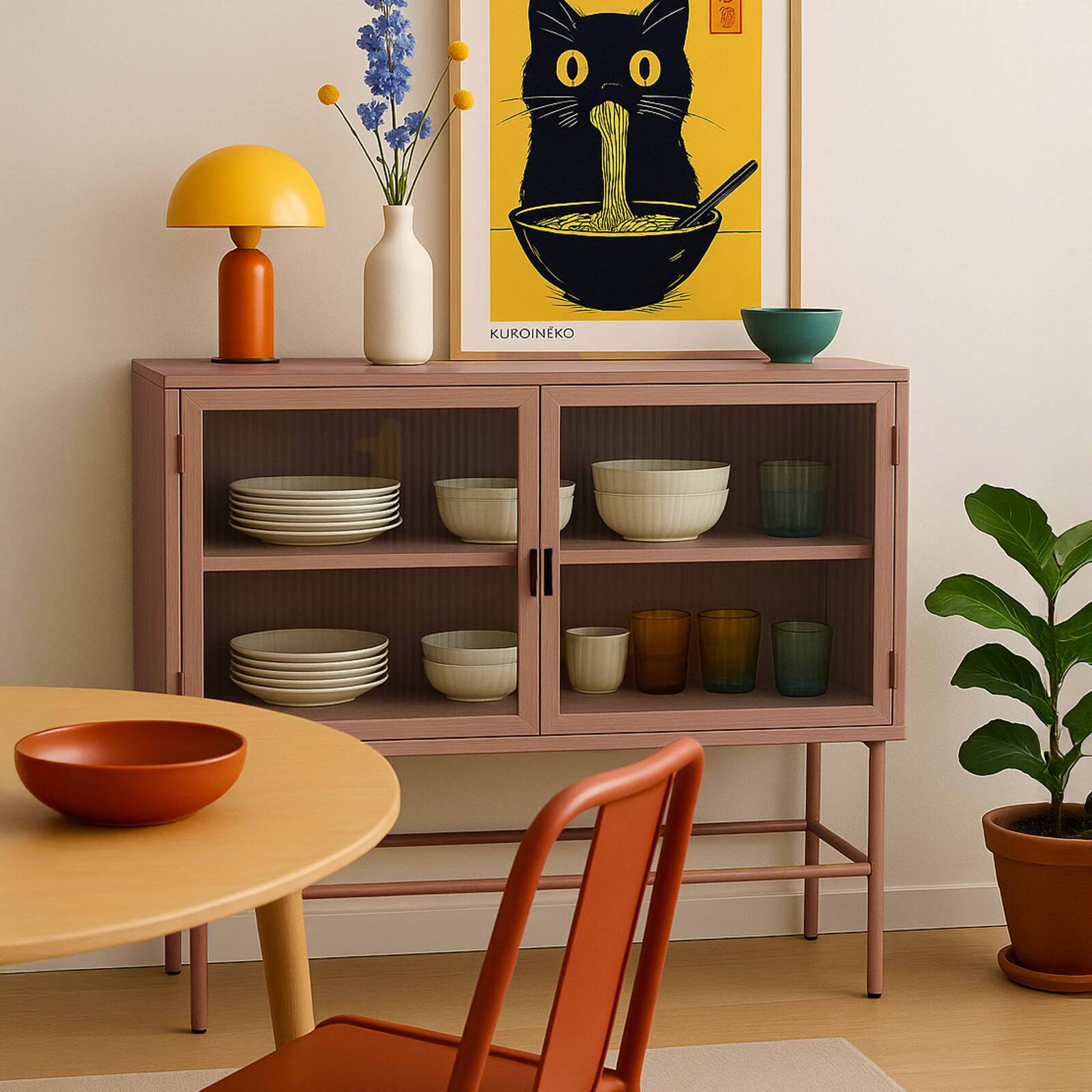 Buffet in metallo e vetro 2 ante 110 cm