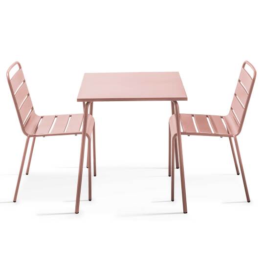 Tavolo da giardino bistrot quadrato in metallo 70x70 cm e 2 sedie