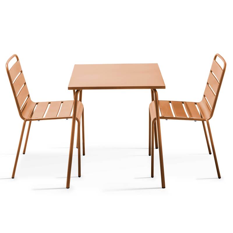 Tavolo da giardino bistrot quadrato in metallo 70x70 cm e 2 sedie