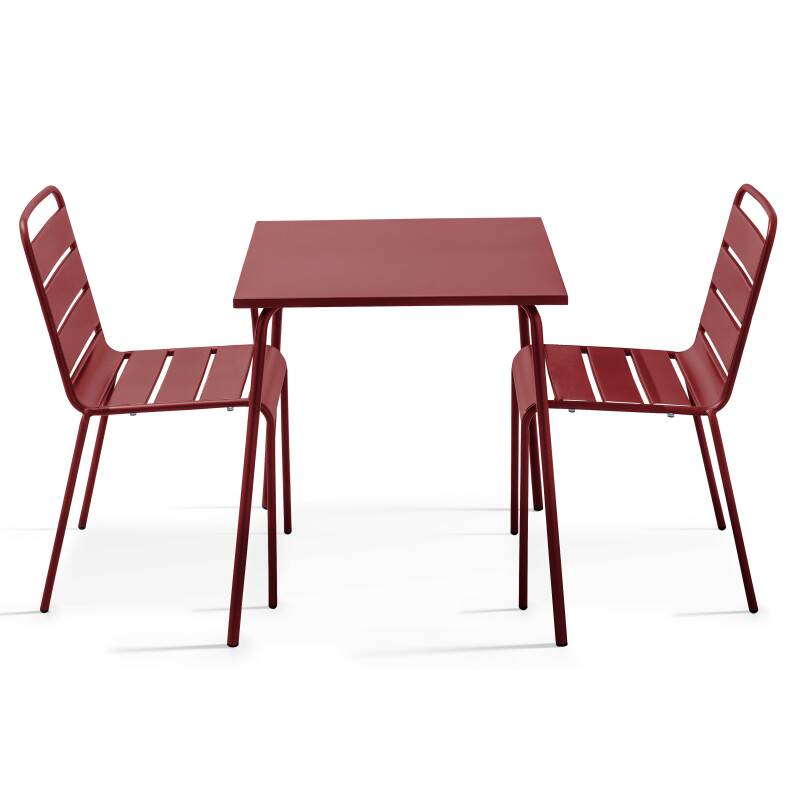 Tavolo da giardino bistrot quadrato in metallo 70x70 cm e 2 sedie