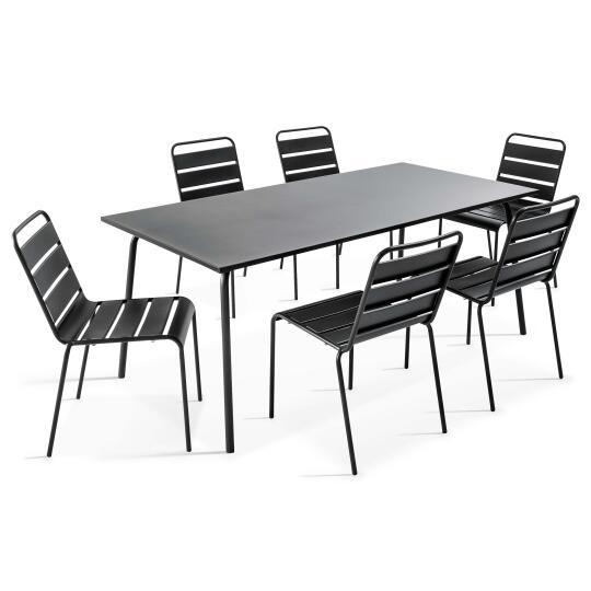 Tavolo da giardino rettangolare 180 x 90 cm e 6 sedie in metallo