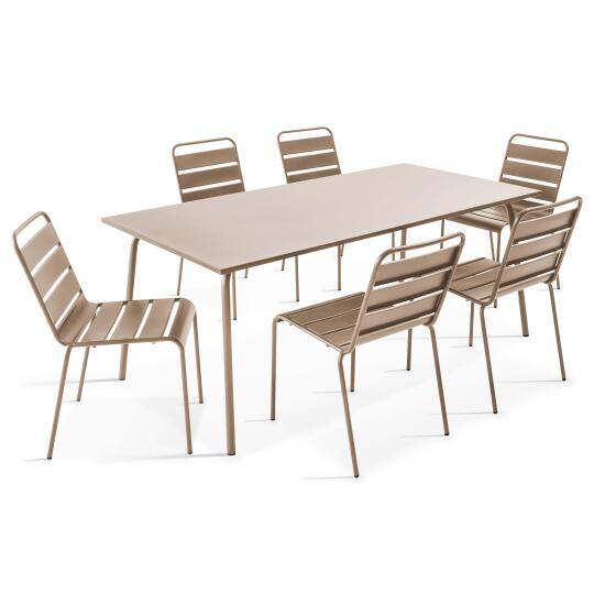 Tavolo da giardino rettangolare 180 x 90 cm e 6 sedie in metallo