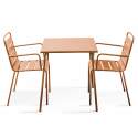 Tavolo da giardino bistrot quadrato in metallo 70x70 cm e 2 sedie con braccioli