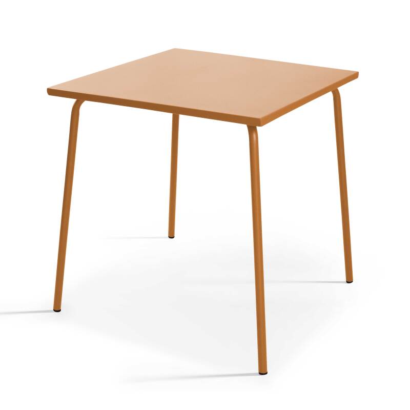 Tavolo da giardino quadrato in metallo 70x70 cm e 4 sedie con braccioli