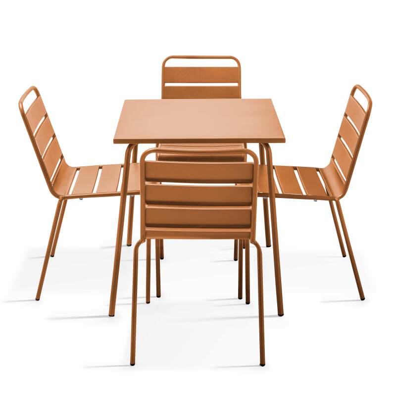 Tavolo da giardino quadrato in metallo 70x70 cm e 4 sedie