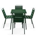 Tavolo da giardino quadrato in metallo 70x70 cm e 4 sedie