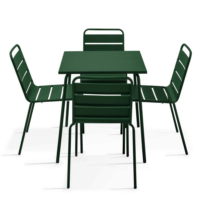 Tavolo da giardino quadrato in metallo 70x70 cm e 4 sedie
