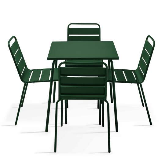Tavolo da giardino quadrato in metallo 70x70 cm e 4 sedie