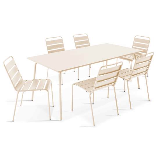 Tavolo da giardino rettangolare 180 x 90 cm e 6 sedie in metallo