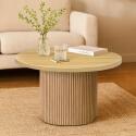 Tavolino da salotto effetto legno chiaro rotonda 70 x 70 x 45 cm