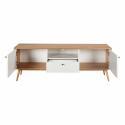 Mobile TV effetto legno chiaro e bianco da 150 cm scandinavo