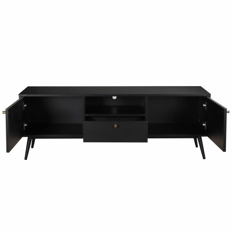 Mobile TV effetto legno chiaro e bianco da 150 cm scandinavo