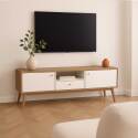 Mobile TV effetto legno chiaro e bianco da 150 cm scandinavo