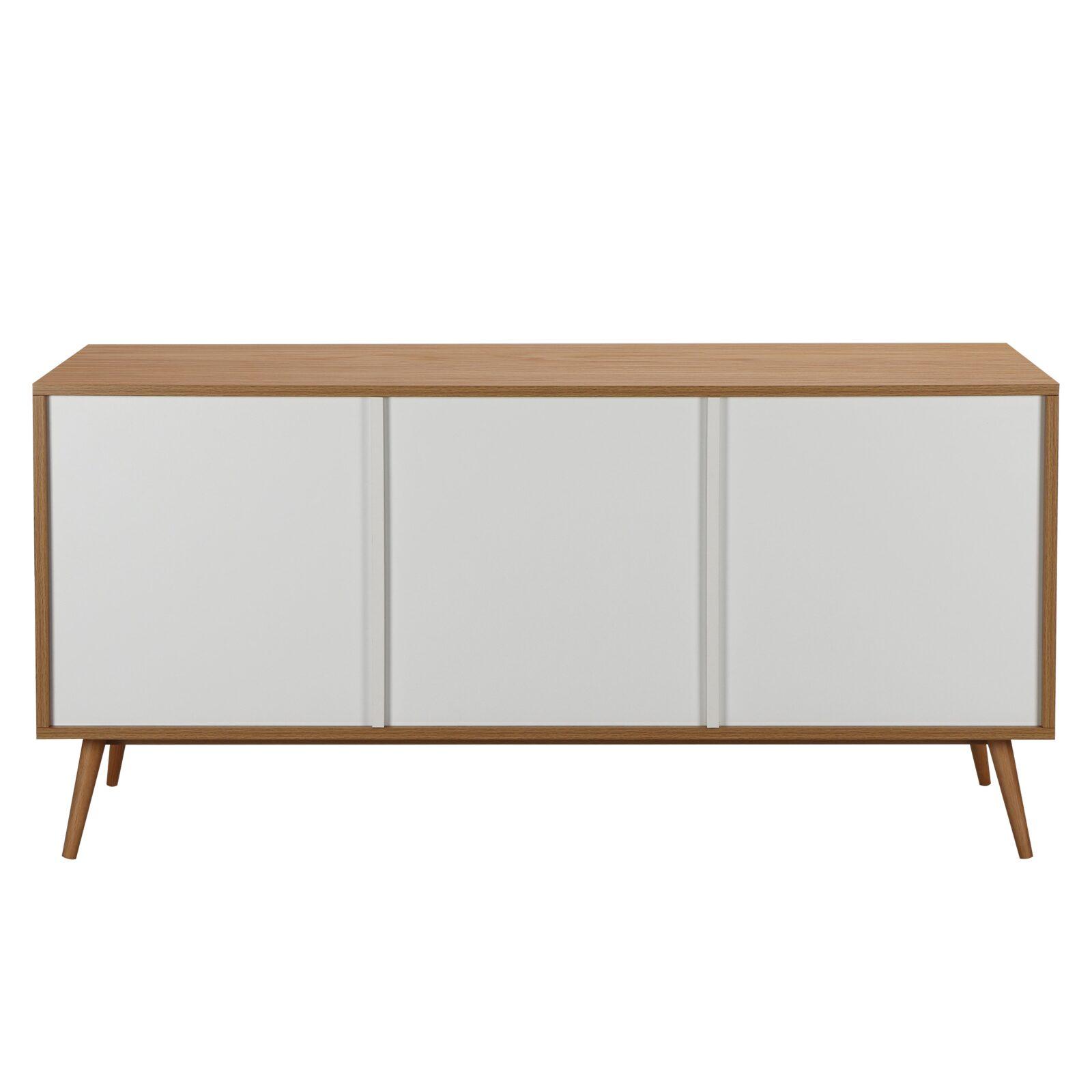 Buffet scandinavo effetto legno chiaro 2 ante 3 cassetti 150 cm